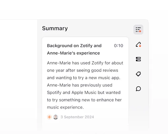 Geth accurate timestamped summaries of video calls, documents and many more.